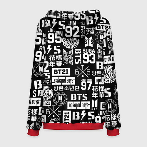 Мужская толстовка Bangtan Boys pattern black / 3D-Красный – фото 2
