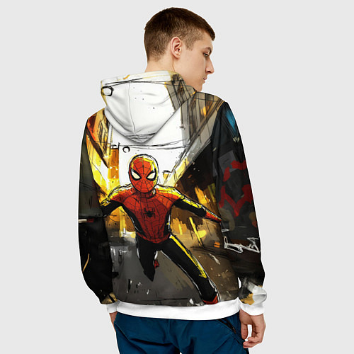 Мужская толстовка Бегущий человек - паук / 3D-Белый – фото 4