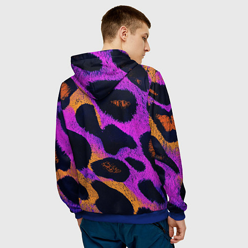 Мужская толстовка Неоновый леопардовый узор / 3D-Синий – фото 4