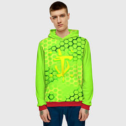 Толстовка-худи мужская Doom кислотные соты лого, цвет: 3D-красный — фото 2