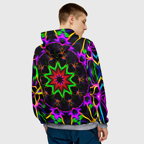 Мужская толстовка Неоновая геометрия узоры / 3D-Меланж – фото 4