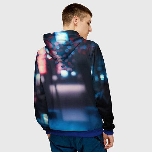 Мужская толстовка Человек-паук в вечернем городе / 3D-Синий – фото 4