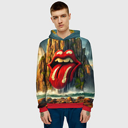 Толстовка-худи мужская Rolling Stones - sea rocks, цвет: 3D-красный — фото 2