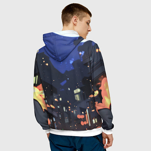 Мужская толстовка Злой Бэтмен в полете / 3D-Белый – фото 4