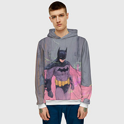 Толстовка-худи мужская Бэтмен с розовым плащом, цвет: 3D-белый — фото 2