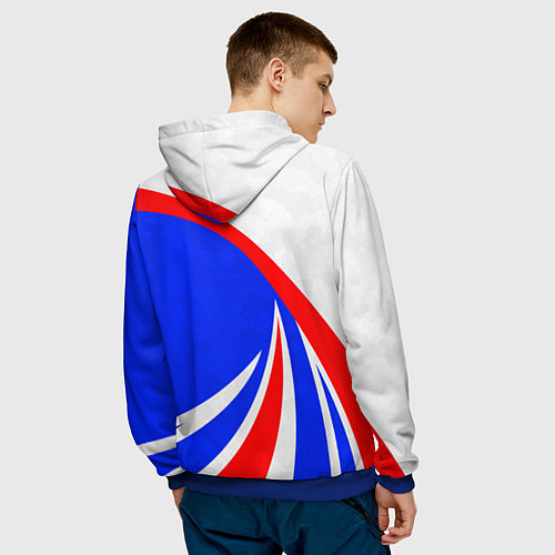 Мужская толстовка Герб России - цвета флага / 3D-Синий – фото 4