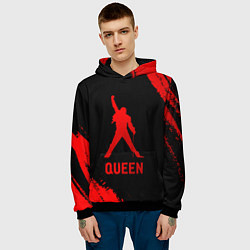 Толстовка-худи мужская Queen - red gradient, цвет: 3D-черный — фото 2