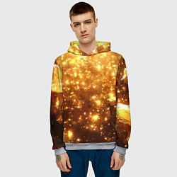 Толстовка-худи мужская Золотые блестки потертая текстура, цвет: 3D-меланж — фото 2