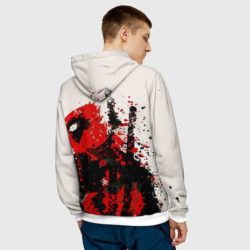 Мужская толстовка Дэдпул брызги / 3D-Белый – фото 4