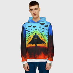 Толстовка-худи мужская Бэтмен и летучие мыши, цвет: 3D-белый — фото 2