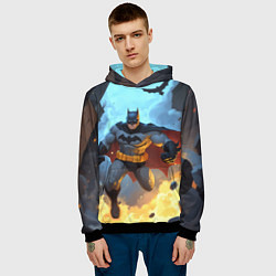 Толстовка-худи мужская Бэтмен в прыжке, цвет: 3D-черный — фото 2