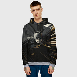 Толстовка-худи мужская Бэтмен черный плащ, цвет: 3D-меланж — фото 2