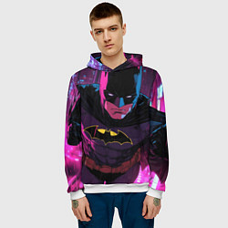 Толстовка-худи мужская Бэтмен в фиолетовом свете, цвет: 3D-белый — фото 2