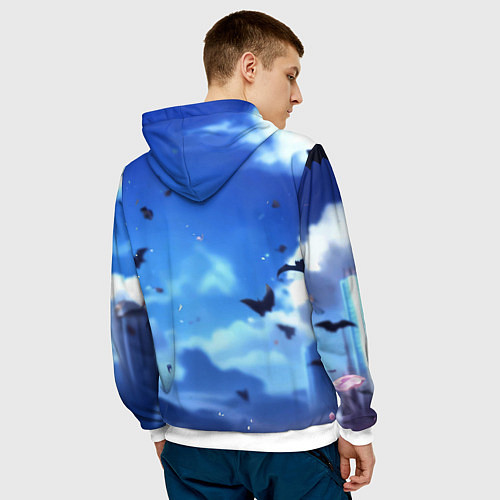 Мужская толстовка Бэтмен синее небо / 3D-Белый – фото 4