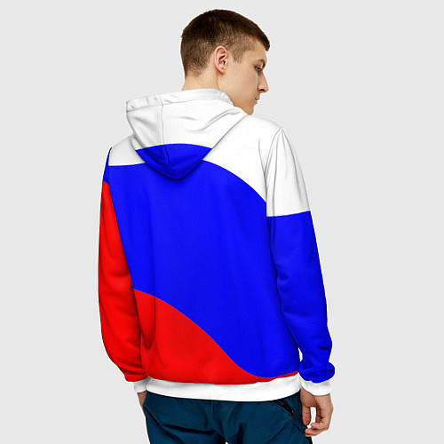 Мужская толстовка Россия волна и герб / 3D-Белый – фото 4