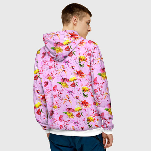 Мужская толстовка Слон с крыльями бабочки / 3D-Белый – фото 4