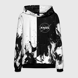 Мужская толстовка Nasa черно белый огонь