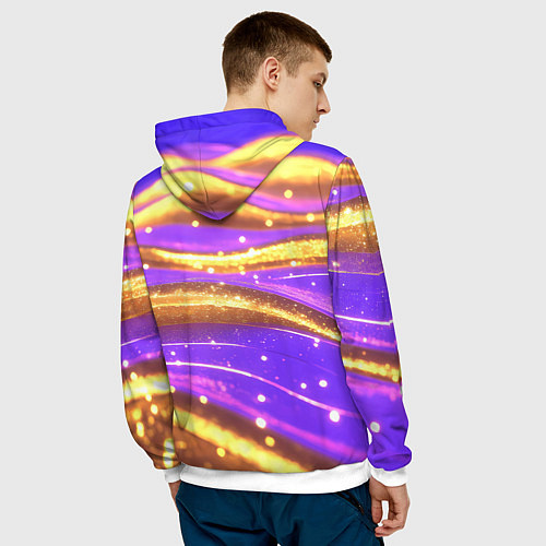 Мужская толстовка Блестящая волнистая текстура / 3D-Белый – фото 4