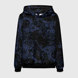 Мужская толстовка Синий дракон на черном