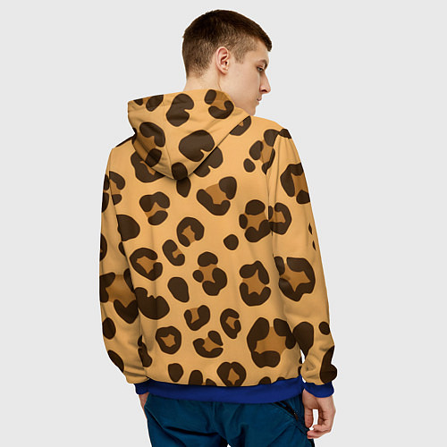 Мужская толстовка Коричневые пятна леопарда / 3D-Синий – фото 4