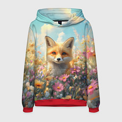 Мужская толстовка Лиса в цветочном поле