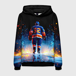 Мужская толстовка Хоккеист в синем пламени