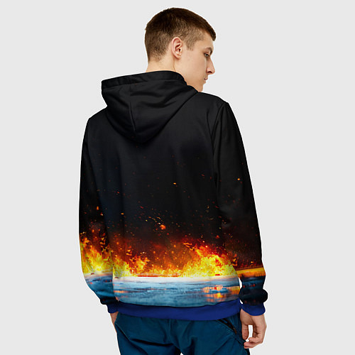 Мужская толстовка Хоккейные ворота в огне / 3D-Синий – фото 4