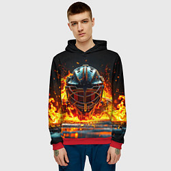 Толстовка-худи мужская Голкипер в огне, цвет: 3D-красный — фото 2