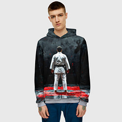 Толстовка-худи мужская Айкидоист на черном, цвет: 3D-меланж — фото 2