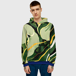 Толстовка-худи мужская Зеленый природный паттерн, цвет: 3D-синий — фото 2