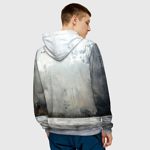 Мужская толстовка Боец айкидо на сером / 3D-Меланж – фото 4