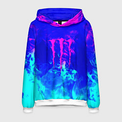 Толстовка-худи мужская Monster energy дым неоновый, цвет: 3D-белый