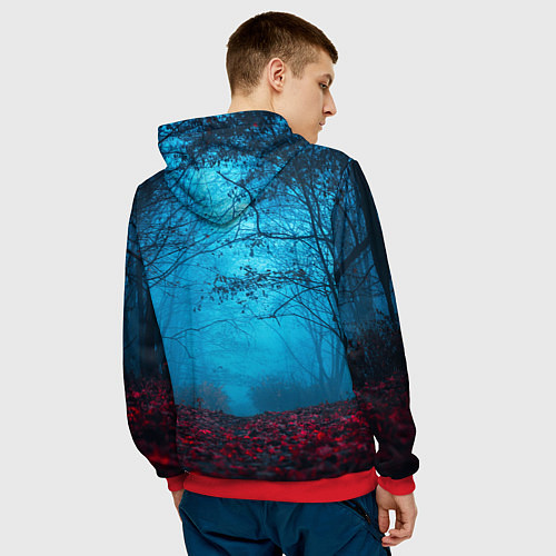 Мужская толстовка Сектор газа вечерний лес / 3D-Красный – фото 4