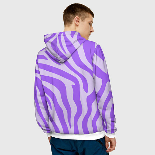 Мужская толстовка Лавандовый тигровый паттерн / 3D-Белый – фото 4