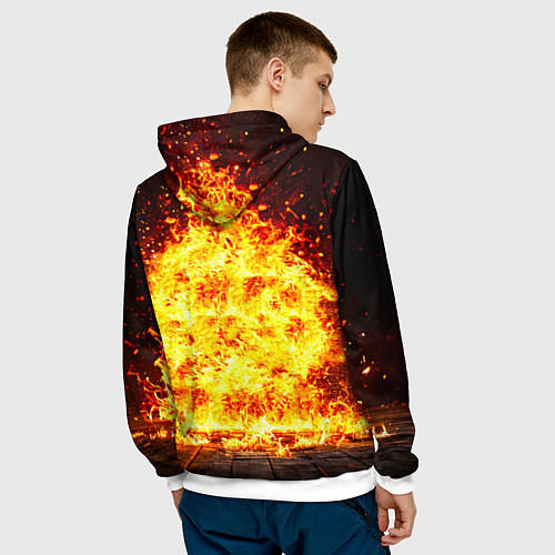 Мужская толстовка Боксер в огне / 3D-Белый – фото 4