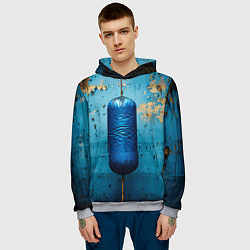 Толстовка-худи мужская Синяя боксерская груша, цвет: 3D-меланж — фото 2