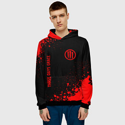 Толстовка-худи мужская Three Days Grace - red gradient вертикально, цвет: 3D-черный — фото 2