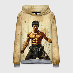 Мужская толстовка Брюс Ли на бежевом