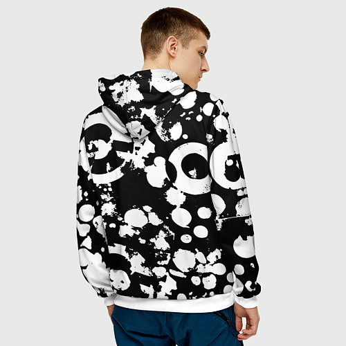 Мужская толстовка Модная чб абстракция - нейроарт / 3D-Белый – фото 4