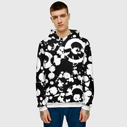 Толстовка-худи мужская Модная чб абстракция - нейроарт, цвет: 3D-белый — фото 2