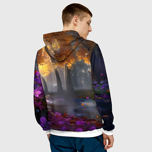 Мужская толстовка BMW синие неоновые фары / 3D-Белый – фото 4