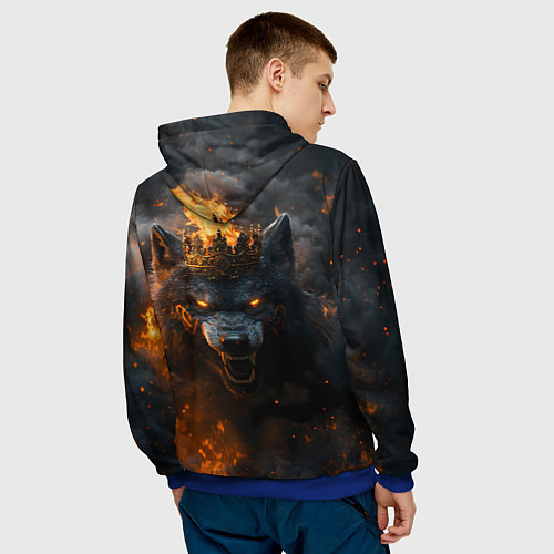 Мужская толстовка Волк в огне / 3D-Синий – фото 4