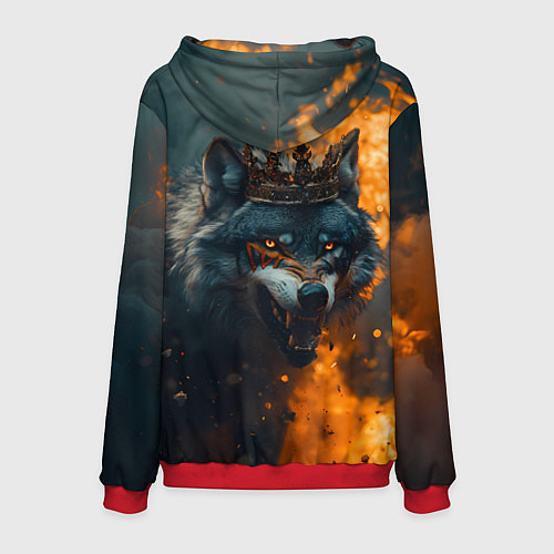 Мужская толстовка Злой волк в огне / 3D-Красный – фото 2