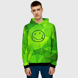 Толстовка-худи мужская Nirvana green poly, цвет: 3D-черный — фото 2