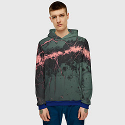 Толстовка-худи мужская Гранж потертая текстура, цвет: 3D-синий — фото 2