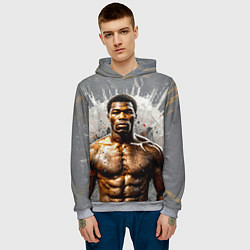 Толстовка-худи мужская Мухаммед Али на сером, цвет: 3D-меланж — фото 2