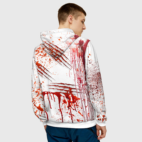 Мужская толстовка Кровь с царапинами заляпанная / 3D-Белый – фото 4