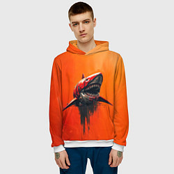 Толстовка-худи мужская Кибернетическая акула, цвет: 3D-белый — фото 2
