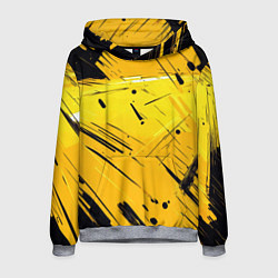 Мужская толстовка Желтая краска на черном фоне