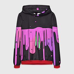 Толстовка-худи мужская Фиолетовая текстура на черном фоне, цвет: 3D-красный